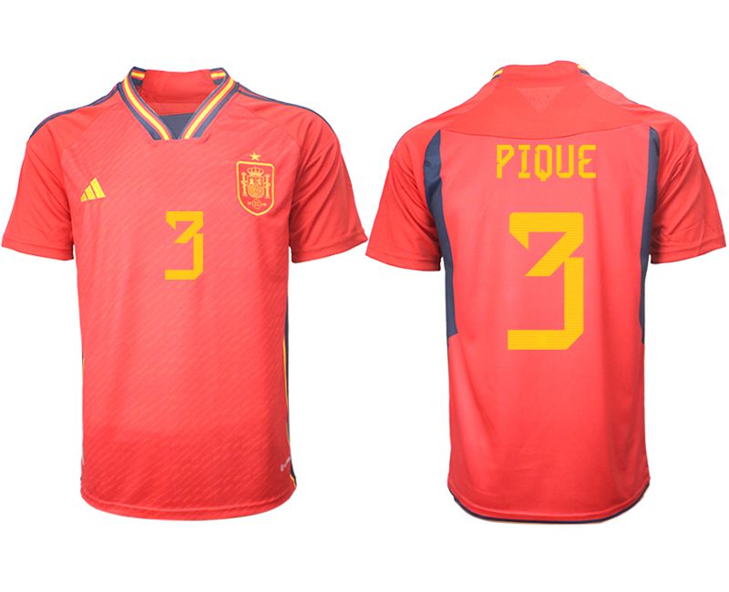 Men 2022 World Cup National Team Spain home aaa version red 3 Soccer Jerseys